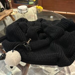 See by Chloe Black Knit “Sweater” Bag with Sheep Pom Pom Detail